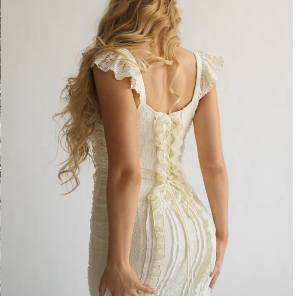 Ivory Ruffle-Trim Maxi Dress - Picture 5 of 16
